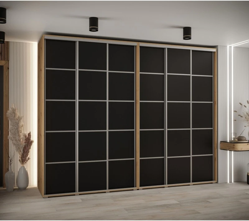 Vysoká šatní skříň s posuvnými dveřmi Davos 4 300, hloubka 60 cm, výška 235,2 cm