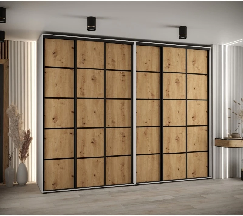 Vysoká šatní skříň s posuvnými dveřmi Davos 4 300, hloubka 60 cm, výška 235,2 cm