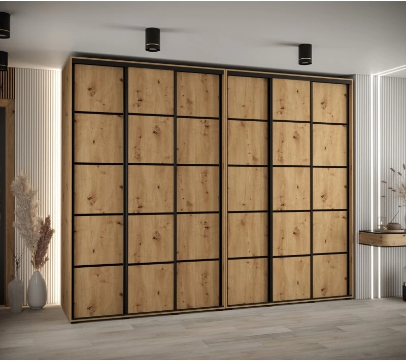 Vysoká šatní skříň s posuvnými dveřmi Davos 4 300, hloubka 60 cm, výška 235,2 cm