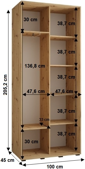 Posuvná skříň se zrcadlem 100 45 Cannes 3