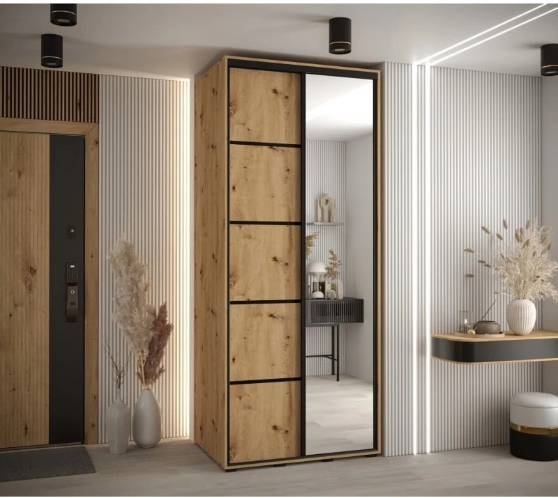 Szafa przesuwna z lustrem Cannes 5 100 60 cm głębokości 