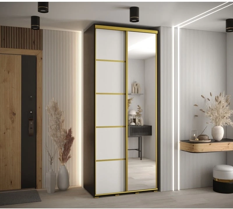 Šatní skříň s posuvnými dveřmi a zrcadlem Cannes 5 110 45 cm hloubka