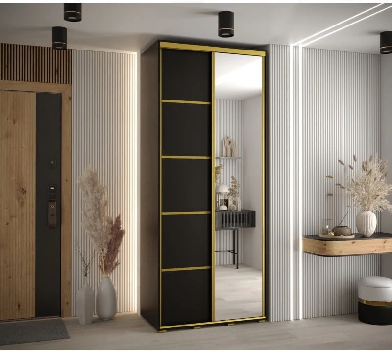 Šatní skříň s posuvnými dveřmi a zrcadlem Cannes 5 110 45 cm hloubka