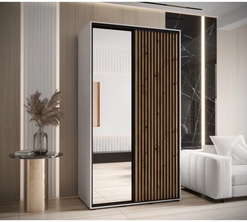 Šatní skříň s posuvnými dveřmi a zrcadlem Lanko 2 130, hloubka 60 cm
