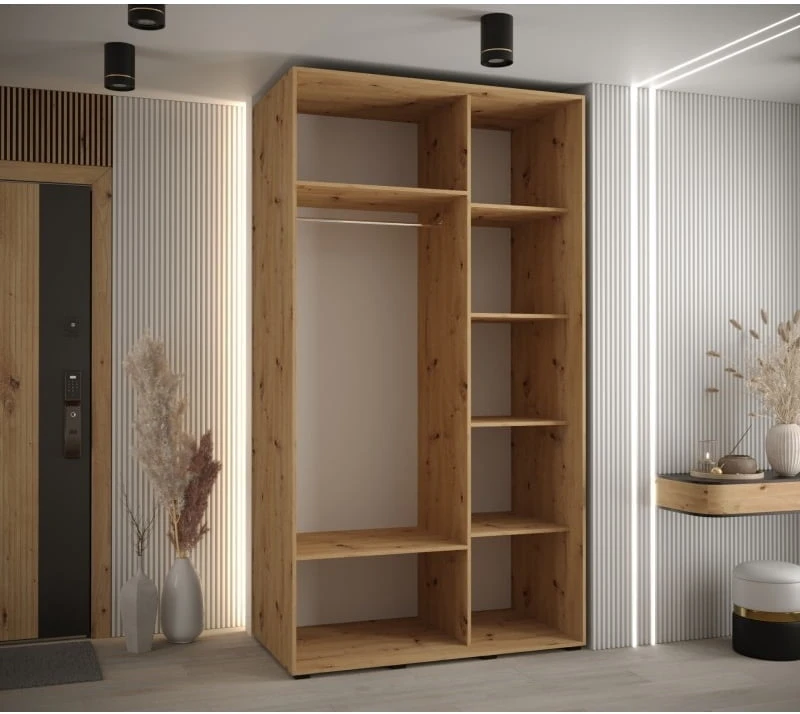 Šatní skříň s posuvnými dveřmi a zrcadlem Lanko 2 130, hloubka 60 cm