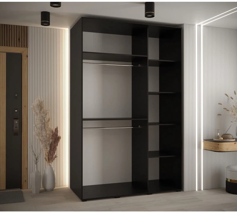Šatní skříň s posuvnými dveřmi a zrcadlem Lanko 2 150, hloubka 60 cm