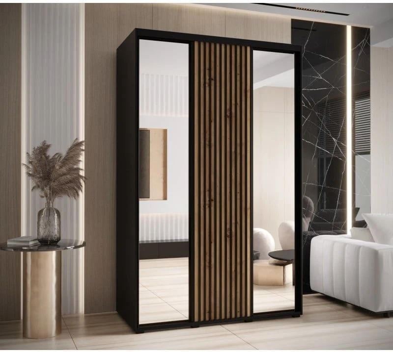 Šatní skříň s posuvnými dveřmi a zrcadlem Lanko 2 160, hloubka 60 cm