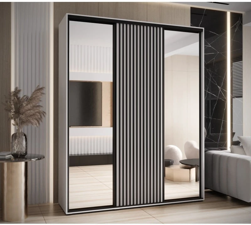Šatní skříň s posuvnými dveřmi a zrcadlem Lanko 2 200, hloubka 60 cm