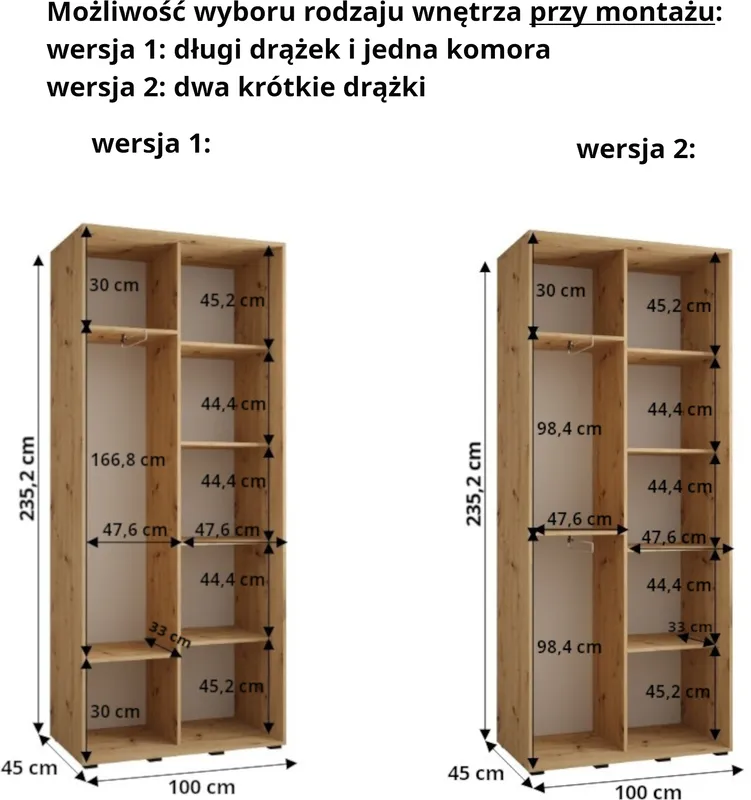 Szafa przesuwna Dakota 4 100 45 głębokości