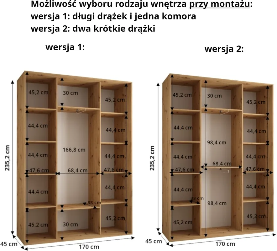 Szafa przesuwna Dakota 6 170 45 głębokości