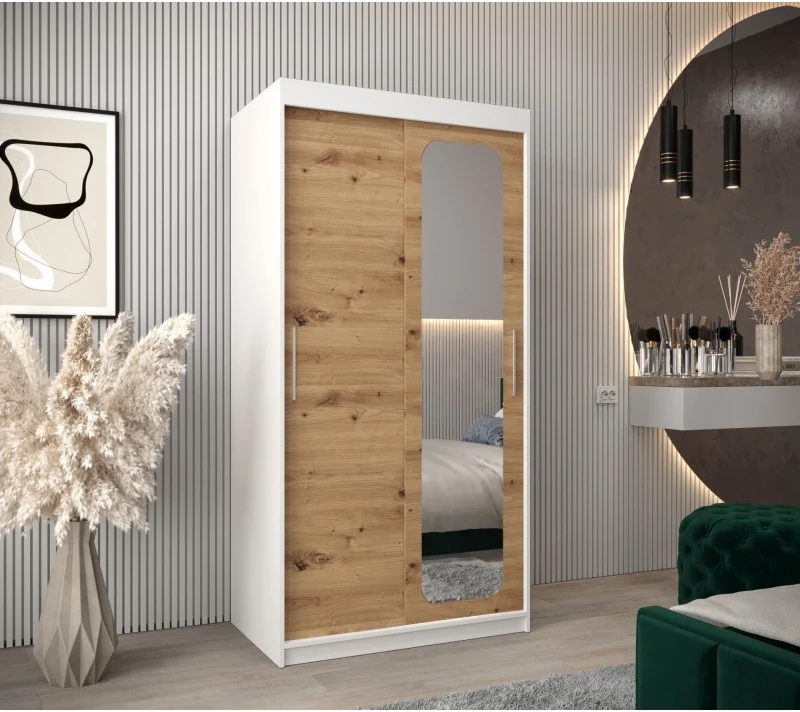 Šatní skříň s posuvnými dveřmi a zrcadlem Promo T2 100