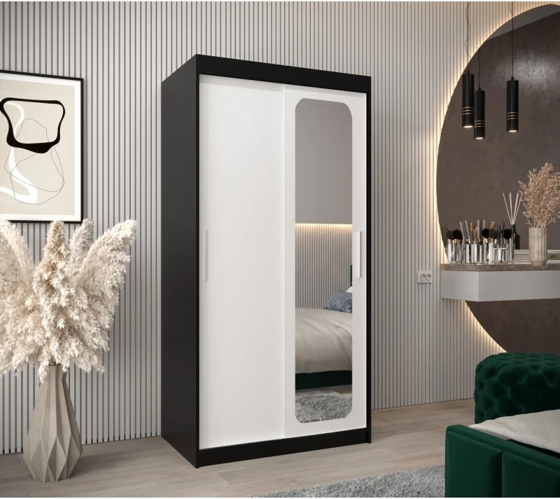 Šatní skříň s posuvnými dveřmi a zrcadlem Promo T2 100