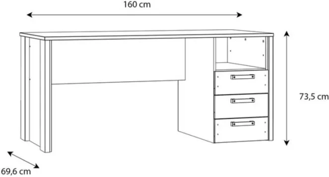 Biurko 160x70 z 3 szufladami Clif