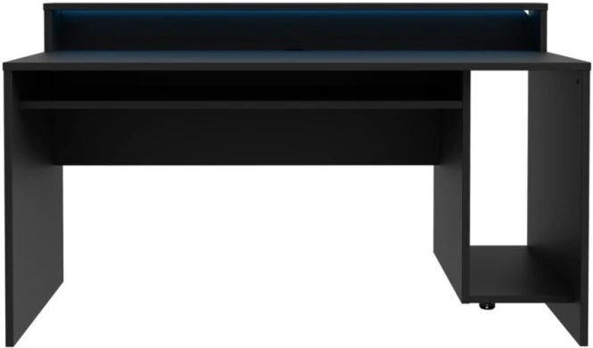 Černý stůl 160x70 cm s RGB osvětlením a nástavcem na monitor AYO