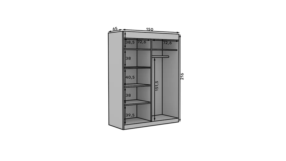 Skriňa s posuvnými dverami so zrkadlom Osgar 150 cm