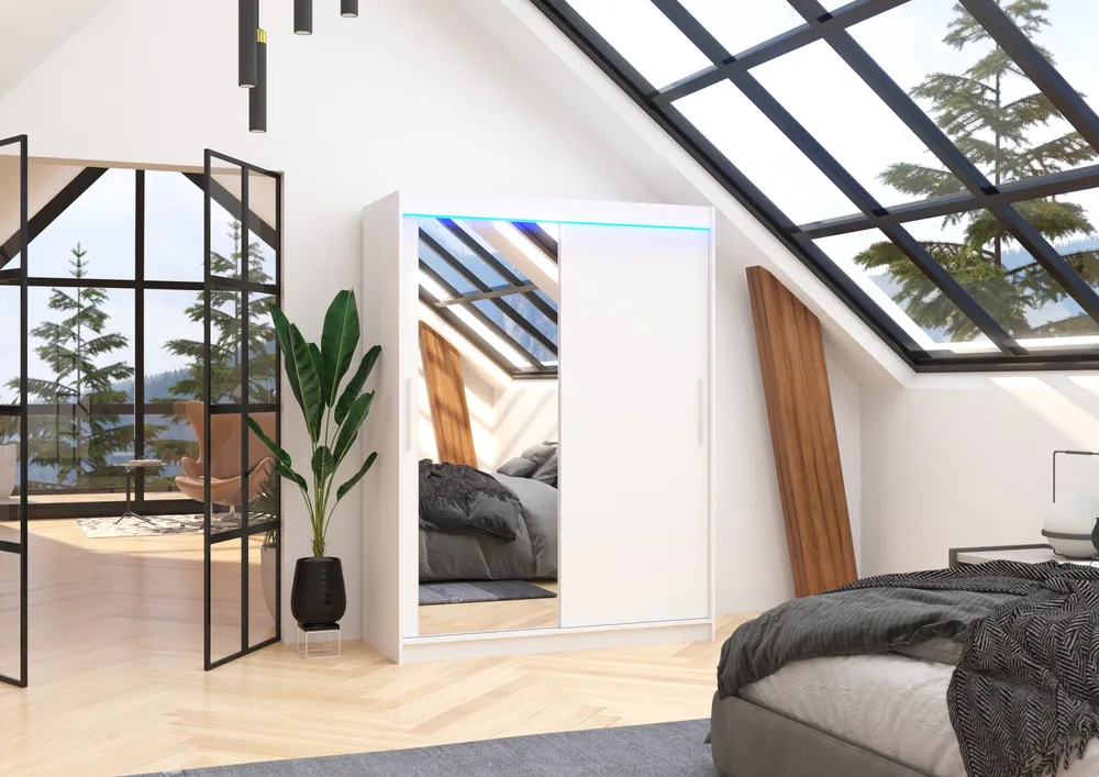 Šatní skříň Bianco 150 s LED osvětlením