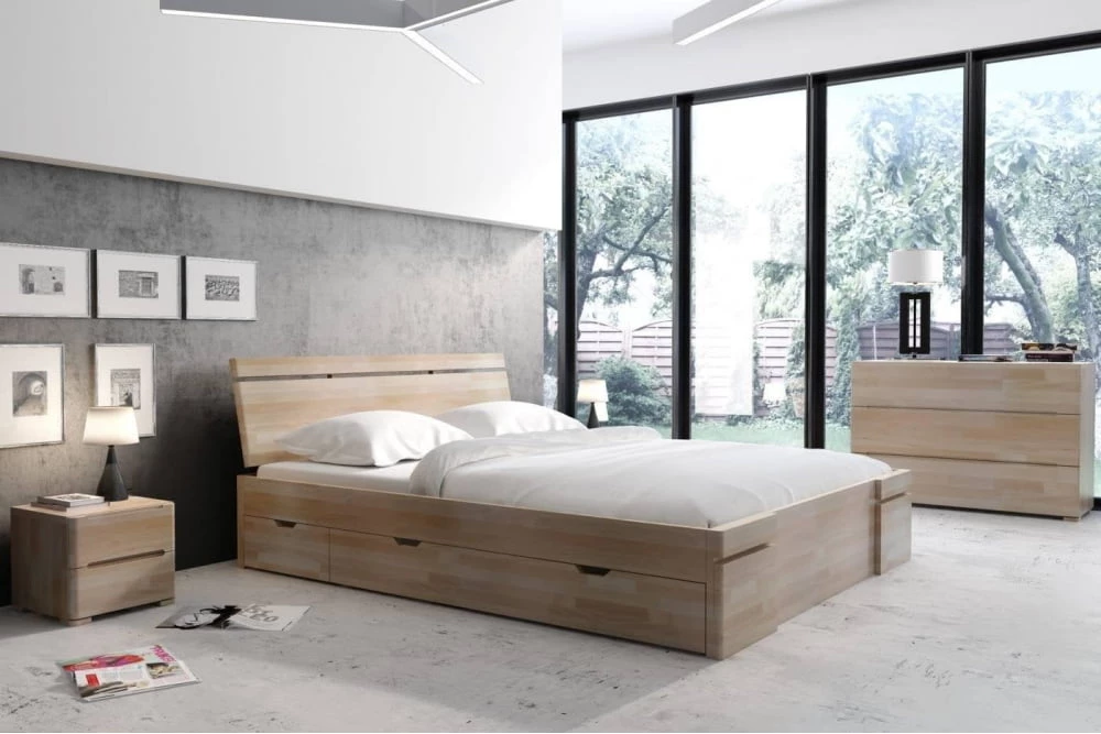 Łóżko drewniane bukowe z szufladami do sypialni Sparta maxi & dr 120