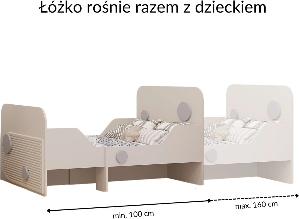 Łóżko Ping rozsuwane ze stelażem 80x100-160 
