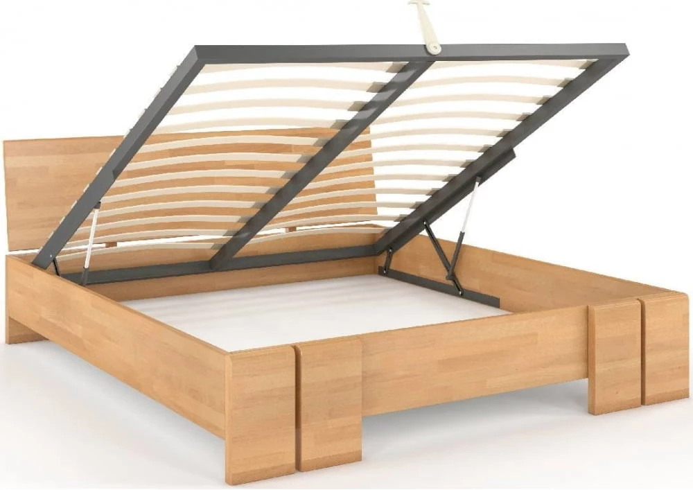 Łóżko drewniane bukowe ze skrzynią na pościel do sypialni Vestre maxi & st 120