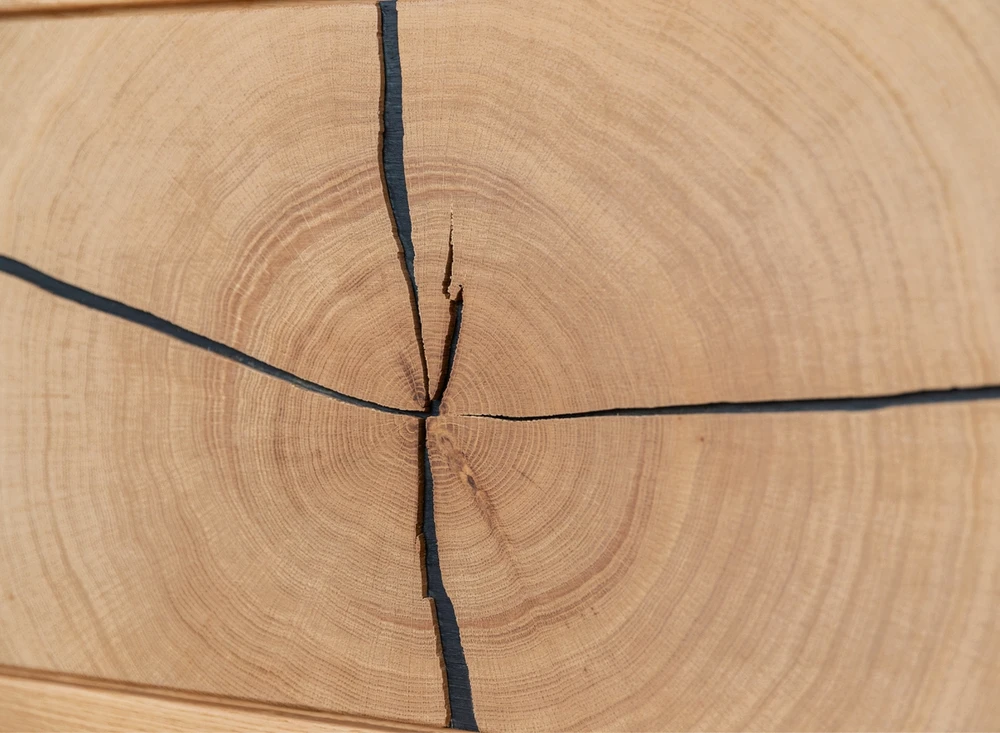 Komoda RTV dębowa wisząca plaster drewna Tirano