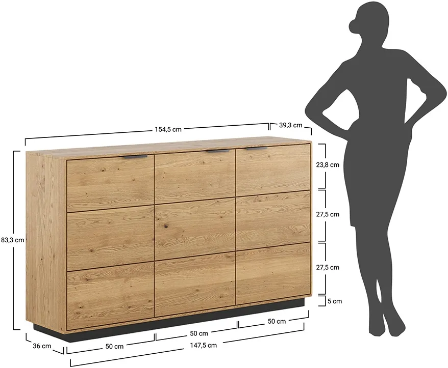 Komoda dębowa 3D plaster drewna Tirano
