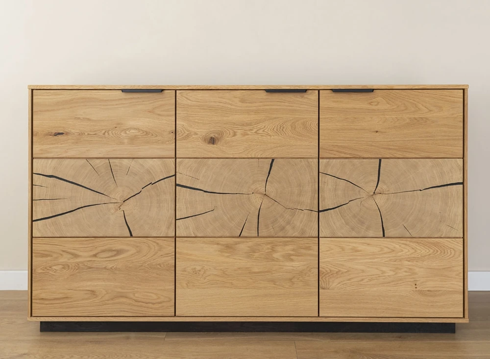 Komoda dębowa 3D plaster drewna Tirano