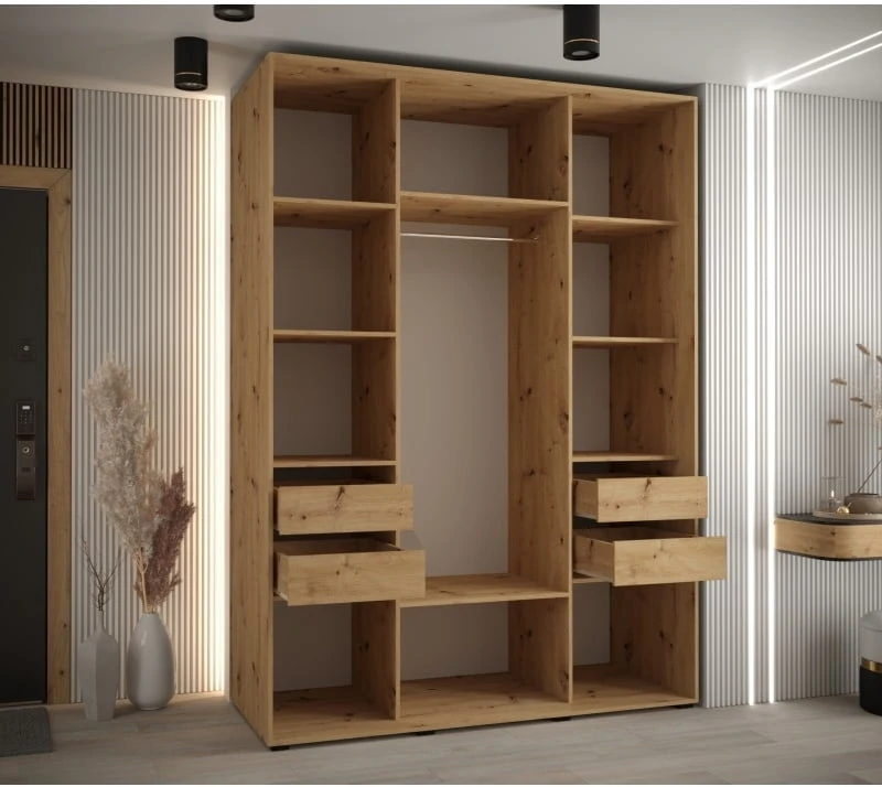 Šatní skříň s posuvnými dveřmi Davos 2 170, hloubka 60 cm