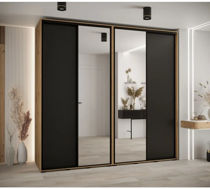 Skriňa s posuvnými dverami so zrkadlom vysoká Davos 3 250 hĺbka 60 cm — 2