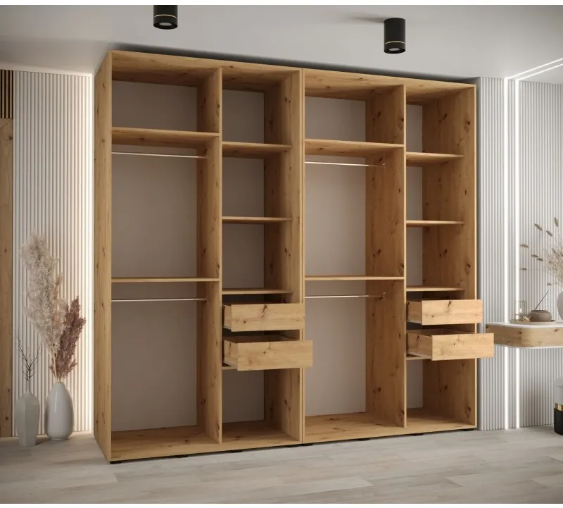Skriňa s posuvnými dverami so zrkadlom vysoká Davos 3 250 hĺbka 60 cm — 3