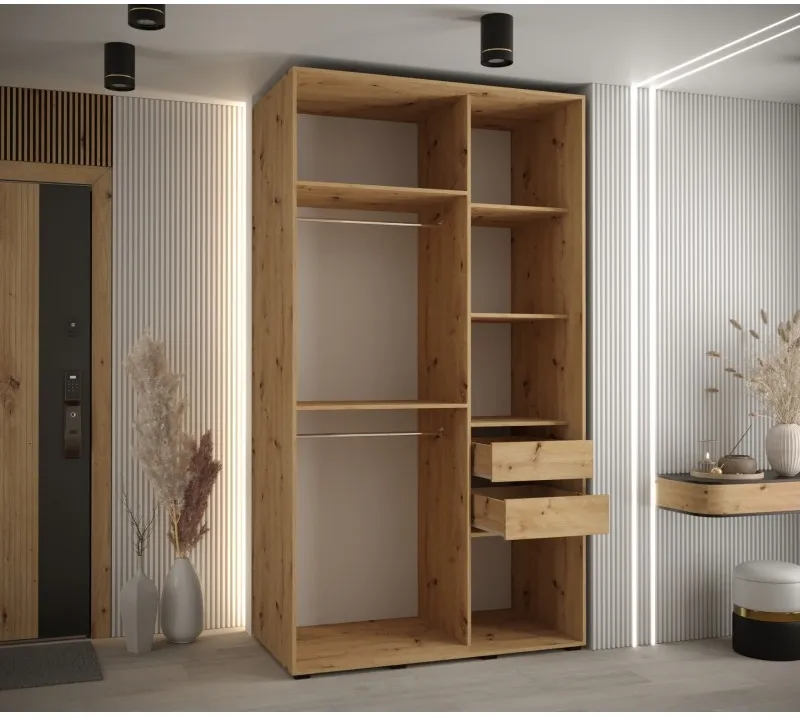 Skriňa s posuvnými dverami so zrkadlom Davos 5 140 cm 60 cm hĺbky — 5