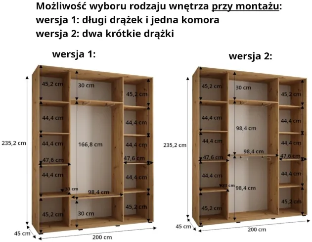 Posuvná skriňa vysoká Dakota 8 200 hĺbka 45 cm výška 235,2 cm — 4