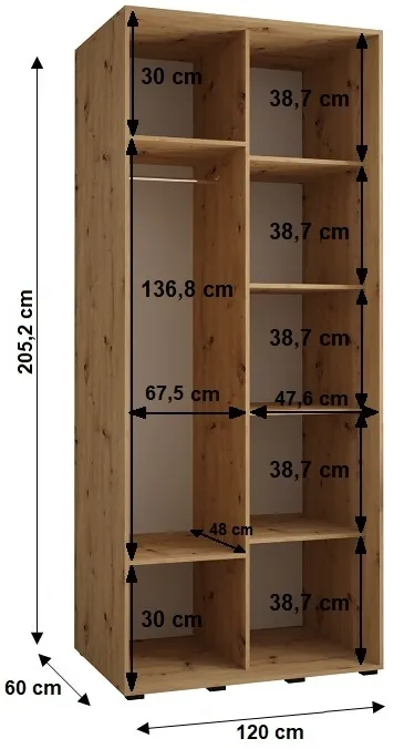 Skriňa s posuvnými dverami so zrkadlom Cannes 5 120 cm 60 cm hĺbky — 3