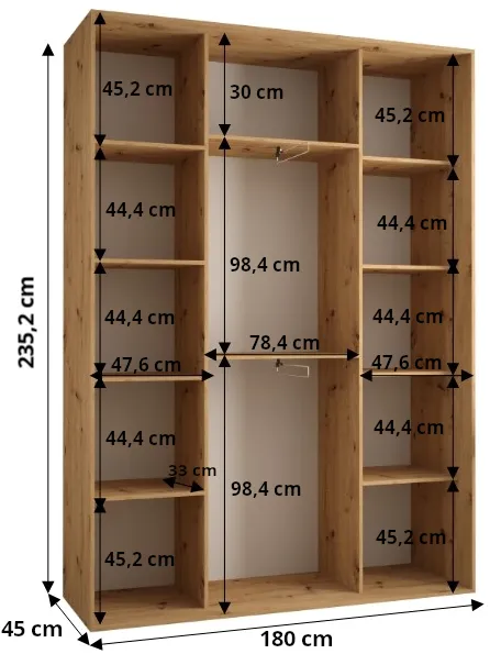 Skriňa s posuvnými dverami Lanko 1 180 cm 45 cm hĺbky — 7