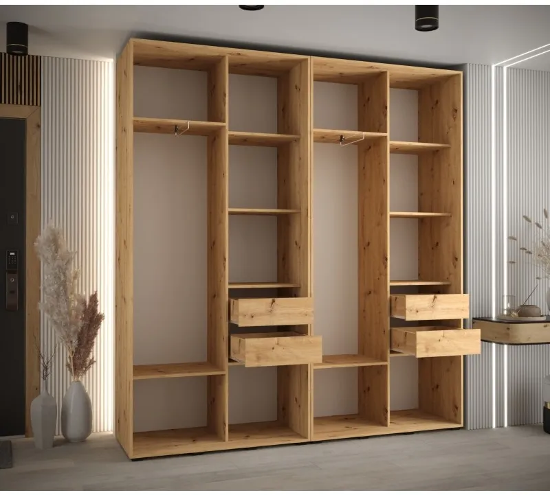 Skriňa s posuvnými dverami so zrkadlom vysoká Davos 3 220 hĺbka 45 cm — 3