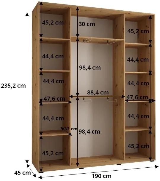 Skriňa s posuvnými dverami Lanko 1 190 cm 45 cm hĺbky — 7
