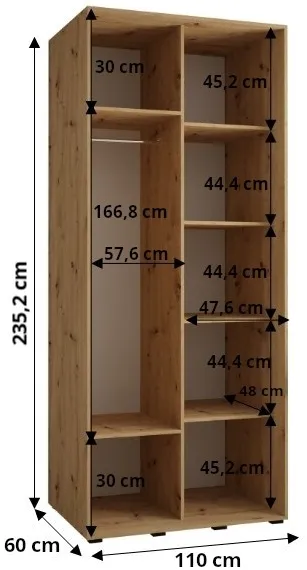 Skriňa s posuvnými dverami Davos 2 110 cm 60 cm hĺbky — 3