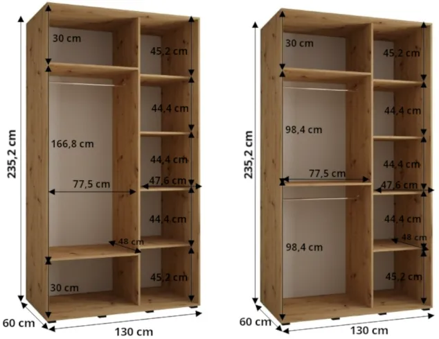 Skriňa s posuvnými dverami so zrkadlom Davos 5 130 cm 60 cm hĺbky — 4