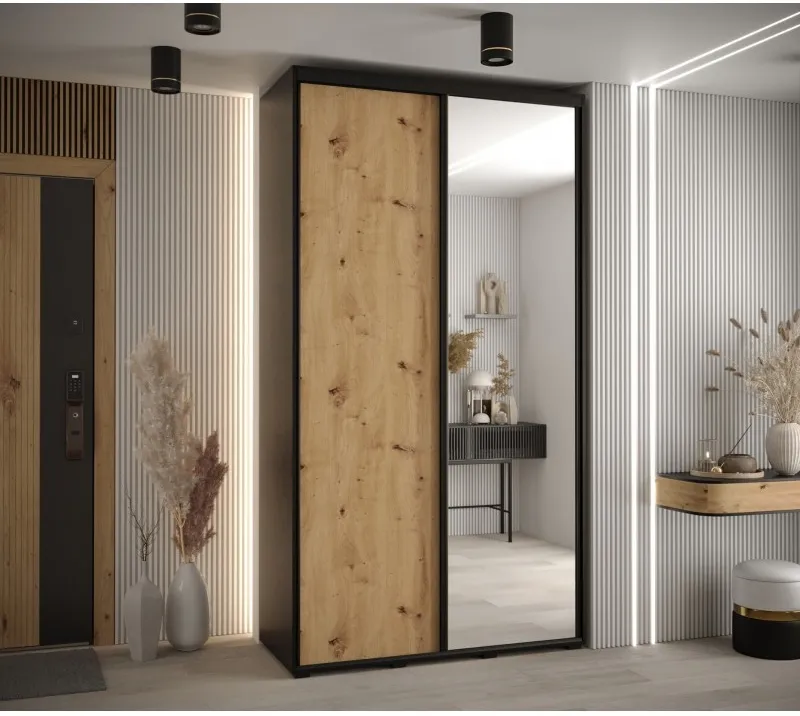 Skriňa s posuvnými dverami so zrkadlom vysoká Davos 3 130 hĺbka 45 cm — 2