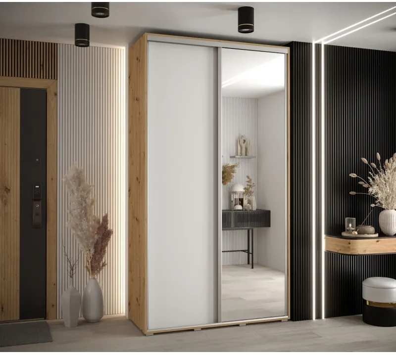 Skriňa s posuvnými dverami so zrkadlom vysoká Davos 3 130 hĺbka 45 cm — 2