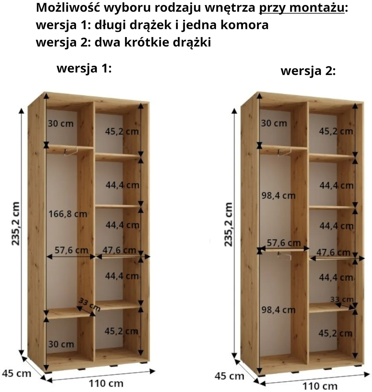 Skriňa s posuvnými dverami so zrkadlom Davos 5 220 cm 45 cm hĺbky — 4