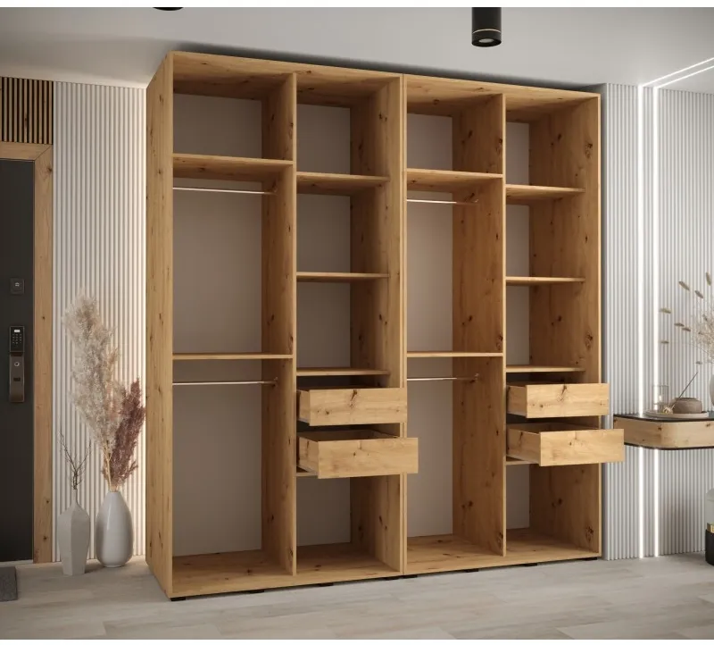 Skriňa s posuvnými dverami so zrkadlom vysoká Davos 3 220 hĺbka 60 cm — 3