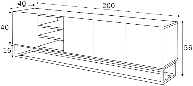 TV stolík Asha 200 s výklenkom na kovovom ráme — 4