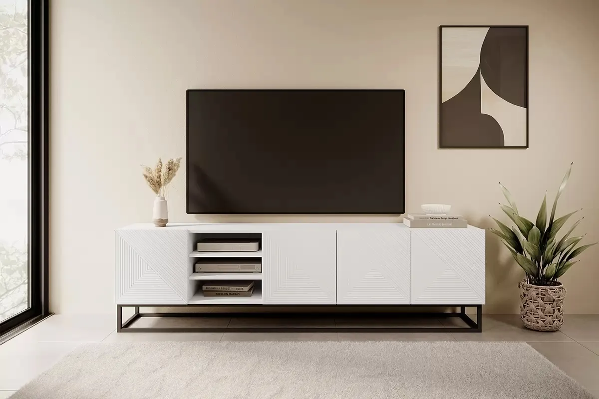 TV stolík Asha 200 s výklenkom na kovovom ráme — 2