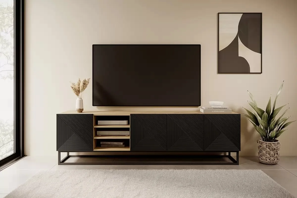 TV stolík Asha 200 s výklenkom na kovovom ráme — 2