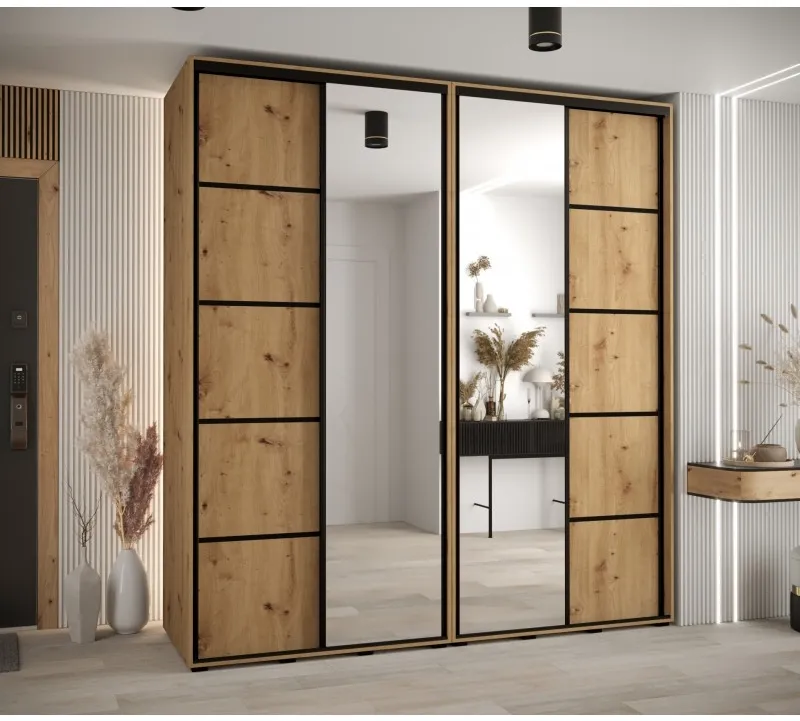 Skriňa s posuvnými dverami so zrkadlom Davos 5 220 60 cm hĺbka — 2