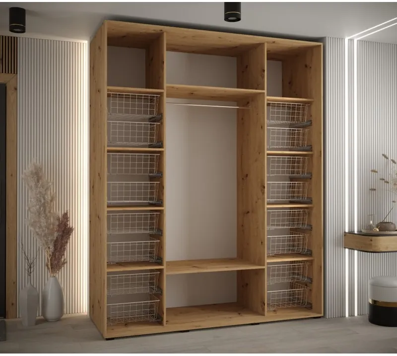 Skriňa s posuvnými dverami so zrkadlom Cannes 5 200 cm 60 cm hĺbky — 5