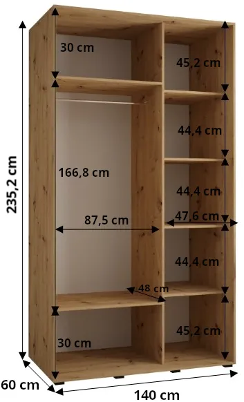 Skriňa s posuvnými dverami Lanko 1 140 cm 60 cm hĺbky — 4