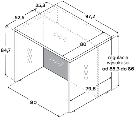 Kuchynský ostrovček KAM so šírkou 90 cm zlatý dub/biela matná — 2