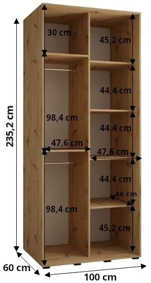 Posuvná skriňa Davos 4 100 cm 60 cm hĺbky — 3