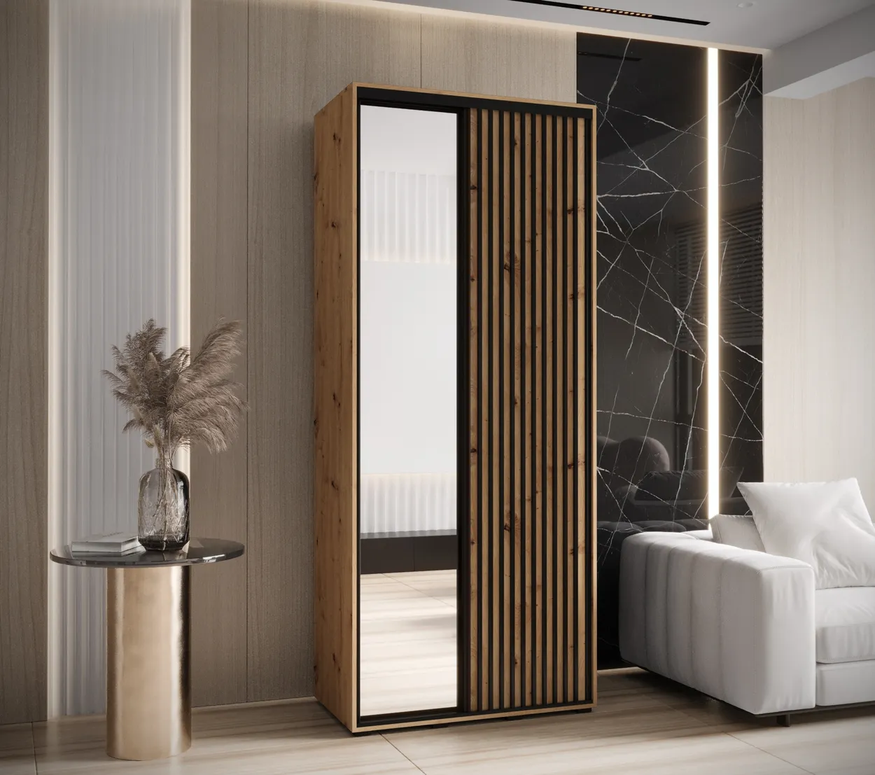 Skriňa s posuvnými dverami so zrkadlom Sapporo 2 110 60 cm — 2